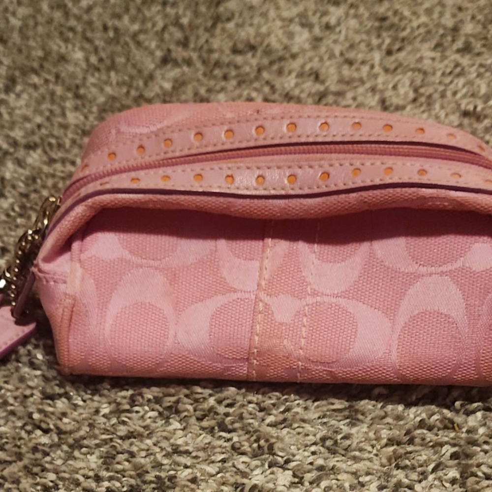 Coach Small Pink Makeup Bag.